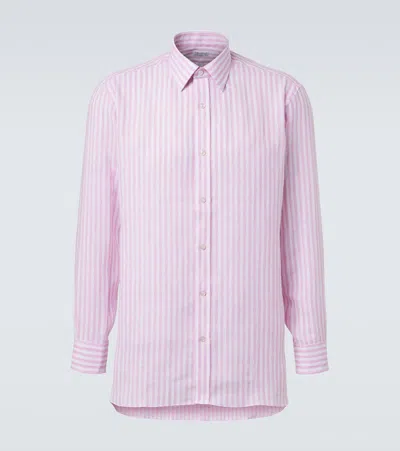 Charvet Striped Linen Shirt In Pink