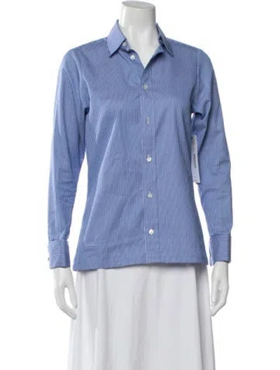 Pre-owned Charvet Striped Long Sleeve Button-up Top In Multi