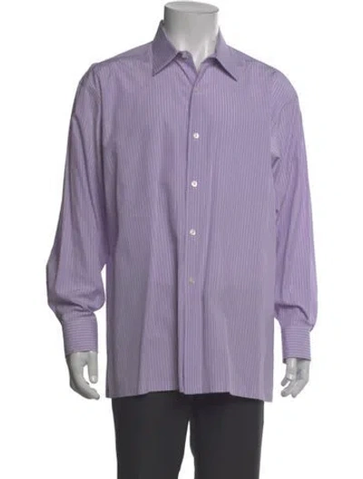 Pre-owned Charvet Striped Long Sleeve Dress Shirt In Purple