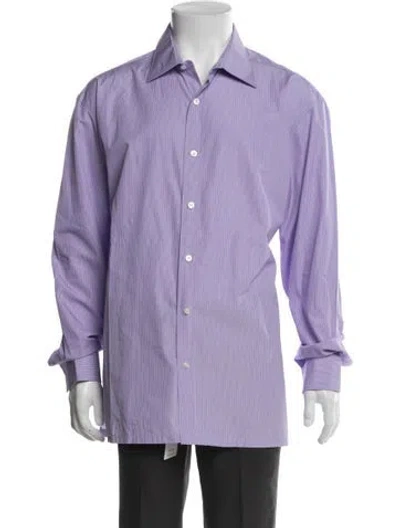 Pre-owned Charvet Striped Long Sleeve Shirt In Purple