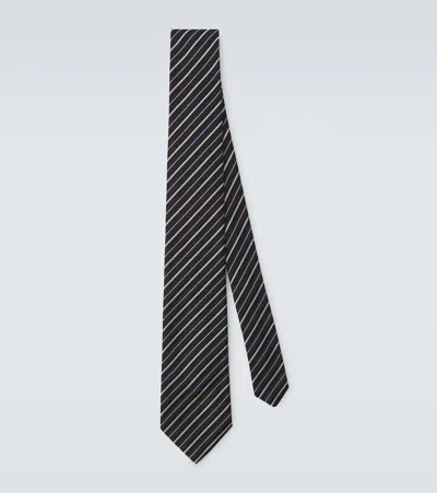 Charvet Striped Silk Jacquard Tie In Blue