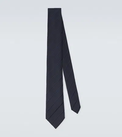 Charvet Striped Silk Jacquard Tie In Blue