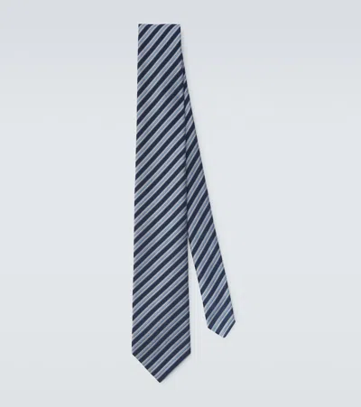 Charvet Striped Silk Jacquard Tie In Blue
