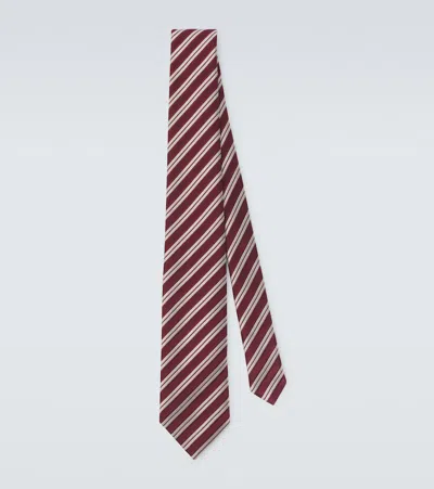 Charvet Striped Silk Jacquard Tie In Burgundy