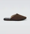 Charvet Suede Slippers In Brown