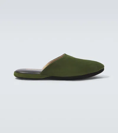 Charvet Suede Slippers In Green