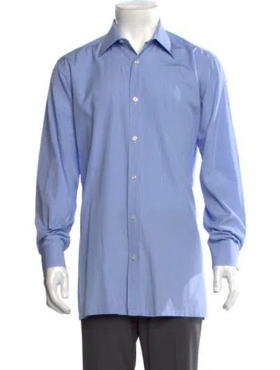Pre-owned Charvet Vintage Striped Dress Shirt In Blue