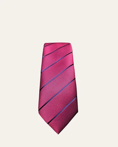 Charvet Wide Textured Stripe Tie In Fuchsia