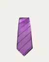 Charvet Wide Textured Stripe Tie In Green Medium