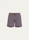 Charvet X Thorsun Men's Dotted Checks Swim Shorts In Merlot