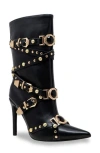 Chase & Chloe Chase And Chloe Adonis Stud Embellished Boot In Black