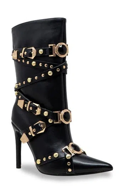 Chase & Chloe Chase And Chloe Adonis Stud Embellished Boot In Black