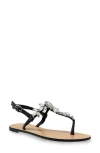 Chase & Chloe Chase And Chloe Aiden Crystal T-strap Sandal In Black