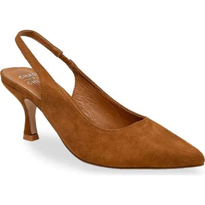 Chase & Chloe Chase And Chloe Alodia Pointed Toe Slingback Pump In Brown