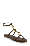 Chase & Chloe Chase And Chloe Ankle Strap Flat Sandal In Brown