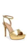 Chase & Chloe Chase And Chloe Ankle Strap Platform Pump In Gold