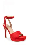 Chase & Chloe Chase And Chloe Ankle Strap Platform Pump In Red
