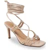 Chase & Chloe Chase And Chloe Ankle Tie Sandal In Beige