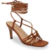 Chase & Chloe Chase And Chloe Ankle Tie Sandal In Tan