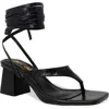 Chase & Chloe Chase And Chloe Ankle Wrap Block Heel Sandal In Black Croc