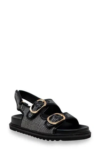 Chase & Chloe Chase And Chloe Arizona Slingback Sandal In Black Woven