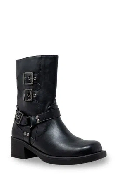 Chase & Chloe Chase And Chloe Ashton Buckle Riding Boot In Black