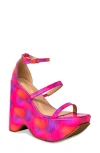 Chase & Chloe Astra Platform Wedge Ankle Strap Sandal In Fuchsia Multi