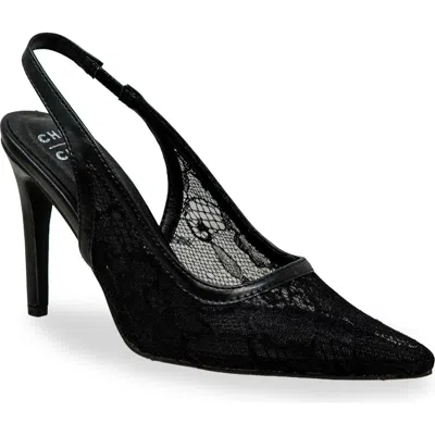 Chase & Chloe Chase And Chloe Bethany Floral Lace Slingback Pump In Black
