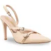 Chase & Chloe Chase And Chloe Buckle Bands Slingback Pump In Beige