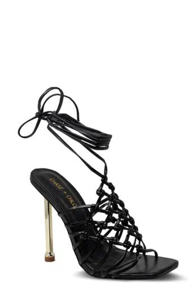 Chase & Chloe Chase And Chloe Caged Ankle Tie Sandal