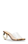Chase & Chloe Chase And Chloe Chain Link Statement Heel Sandal In Clear Leopard