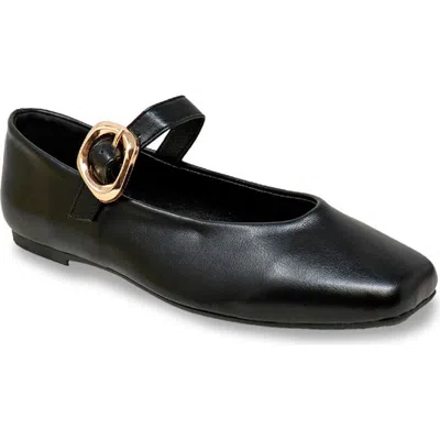 Chase & Chloe Chase And Chloe Charlotte Faux Leather Mary Jane Flat In Black