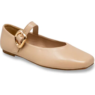 Chase & Chloe Chase And Chloe Charlotte Faux Leather Mary Jane Flat In Neutral
