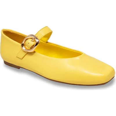 Chase & Chloe Chase And Chloe Charlotte Faux Leather Mary Jane Flat In Yellow