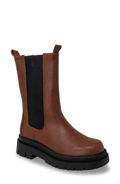 Chase & Chloe Chase And Chloe  Tall Lug Sole Chelsea Boot In Brown