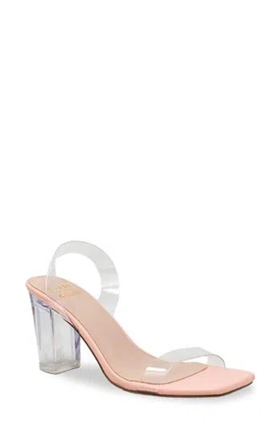 Chase & Chloe Chase And Chloe Chase Slingback Lucite Block Heel Sandal In Pink