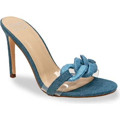 Chase & Chloe Chase And Chloe Chunky Link Stiletto Mule Sandal In Blue