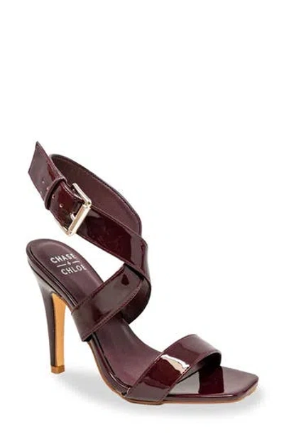 Chase & Chloe Chase And Chloe Crisscross Strap Sandal In Burgundy Patent