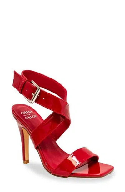 Chase & Chloe Chase And Chloe Crisscross Strap Sandal In Red Patent