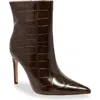 Chase & Chloe Chase And Chloe Croc Embossed Bootie In Brown