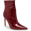 Chase & Chloe Chase And Chloe Croc Embossed Bootie In Burgundy