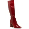 Chase & Chloe Chase And Chloe Croc Embossed Knee High Boot In Red