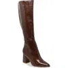 Chase & Chloe Chase And Chloe Croc Embossed Knee High Boot In Brown