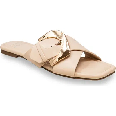 Chase & Chloe Chase And Chloe Cross Strap Slide Sandal In Brown