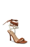 Chase & Chloe Chase And Chloe Divine Studded Lucite Ankle Wrap Sandal