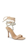 Chase & Chloe Chase And Chloe Divine Studded Lucite Ankle Wrap Sandal