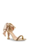 Chase & Chloe Chase And Chloe Draped Bow Rhinestone Sandal In Gold Metallic