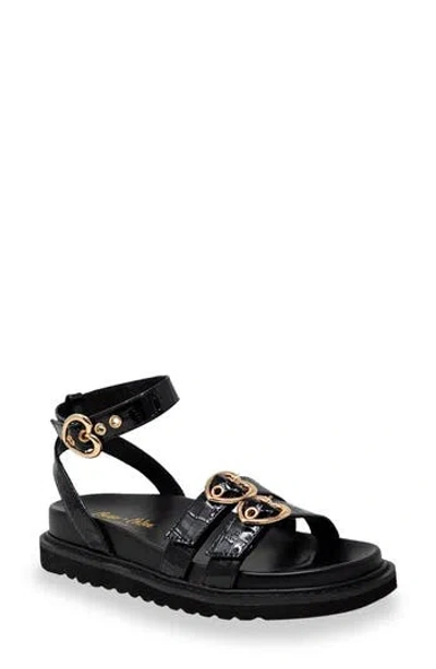 Chase & Chloe Chase And Chloe Elaxi Flatform Sandal In Black