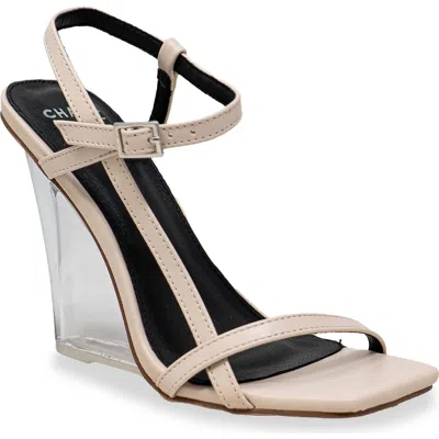 Chase & Chloe Chase And Chloe Emile Wedge Heel In Beige Pu