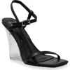 Chase & Chloe Chase And Chloe Emile Wedge Heel In Black Pu
